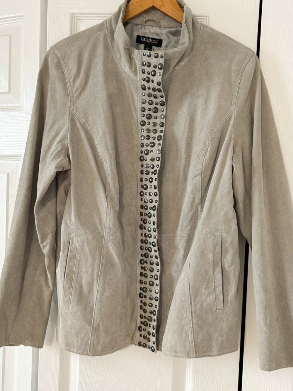 Bradley Bayou Genuine Leather Studded Jacket Gray Women’s Size Large Moto